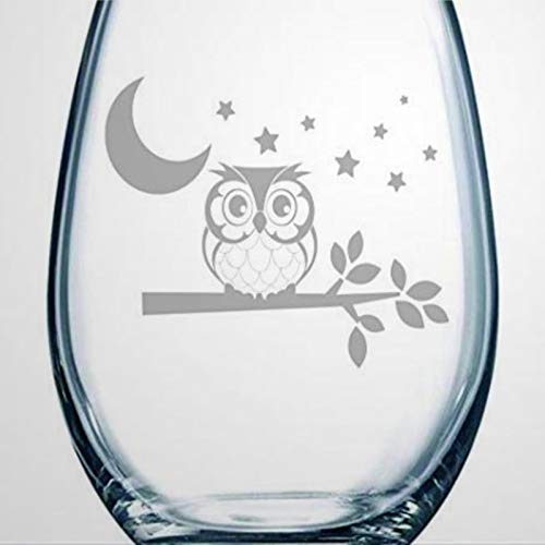 Weinglas mit Eule mit Mond und Sternen, ohne Stiel, Lasergravur, Whiskeyglas, individuelles Schnapsglas, 425 ml Weinglas mit Eule mit Mond und Sternen, ohne Stiel, Lasergravur, Whiskeyglas, individuelles Schnapsglas, 425 ml von BYRON HOYLE