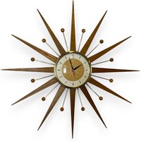 27-Zoll-Handgefertigte Mid-Century-Stil Majestic Starburst Uhr Von Royale Medium Gewachste Teak Strahlen Gebranntes Gold 1950Er Jahre Gesicht & von BYROYALEONETSY