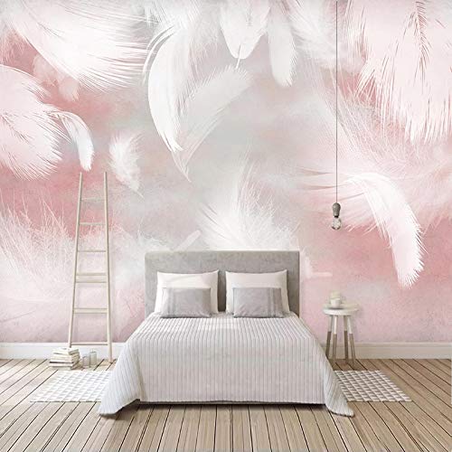 BYSQX Vlies Tapeten Wandtapete Rosa Abstrakt Feder Kunst 3D Wandbild Tapete Vlies Tapete Wandtapete Tapete Wohnzimmer Wanddekoration Fototapete 3D Tapete Effekt Wandbild 200X150Cm von BYSQX