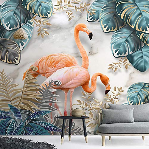 BYSQX Vlies Tapeten Wandtapete Tropisch Pflanzen Blätter Flamingo 3D Wandbild Tapete Vlies Tapete Wandtapete Tapete Wohnzimmer Wanddekoration Fototapete 3D Tapete Effekt Wandbild 200X150Cm von BYSQX