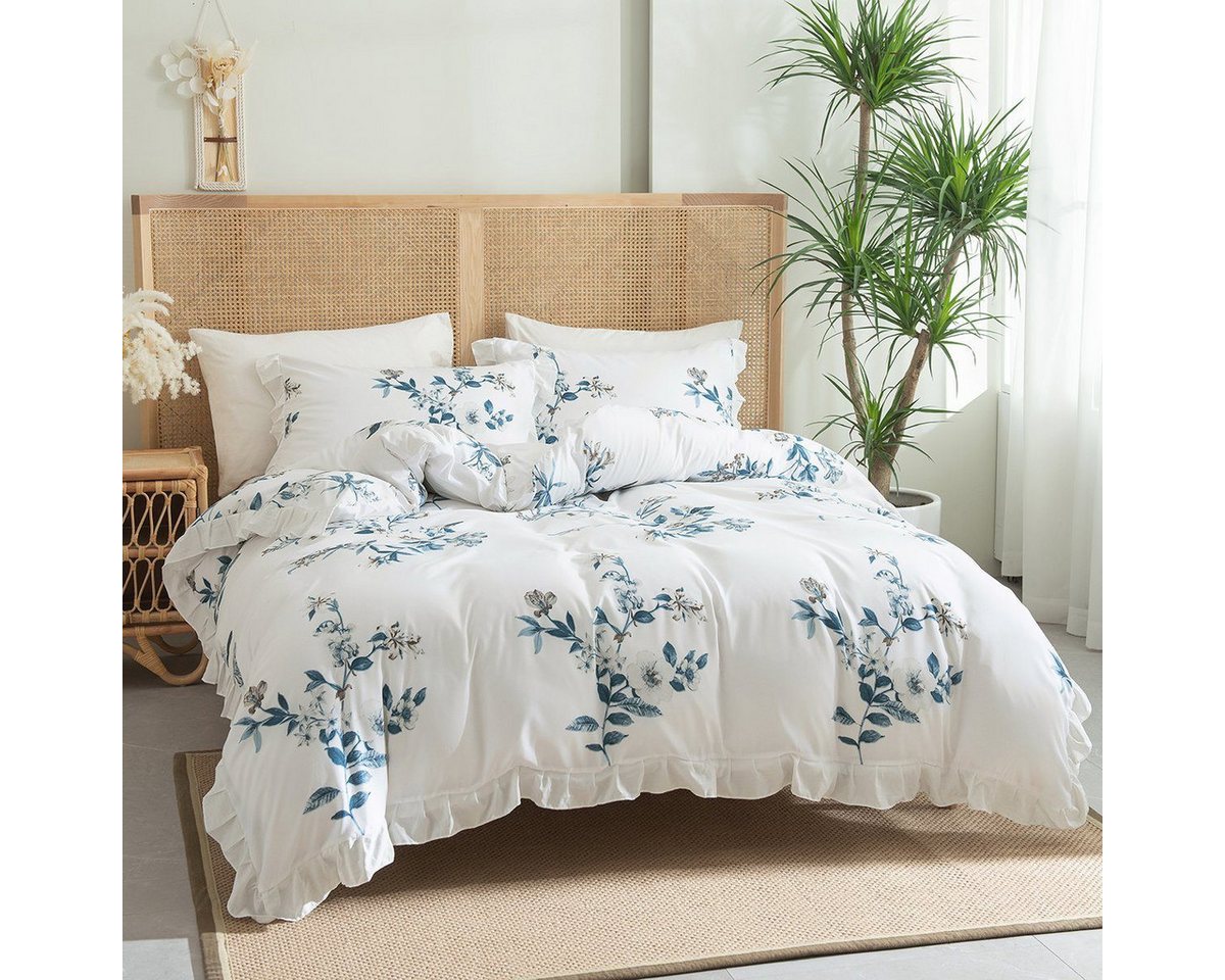 BYSURE Bettwäsche, Polyester, 3 teilig, Blumen-Bettbezug Set von BYSURE