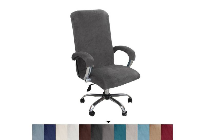 BYSURE Bürostuhlhusse, Samt Plüsch Bürostuhl Bezug mit Armlehne von BYSURE