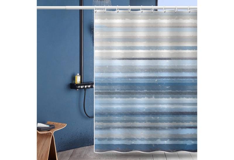 BYSURE Duschvorhang Breite 180 cm, schlichter, horizontal gestreifter, wasserdichter Duschvorhang BYSURE Duschvorhang Breite 180 cm, schlichter, horizontal gestreifter, wasserdichter Duschvorhang von BYSURE