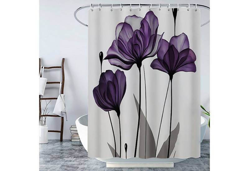 BYSURE Duschvorhang Breite 180 cm, Blumendruck Polyester Duschvorhang von BYSURE