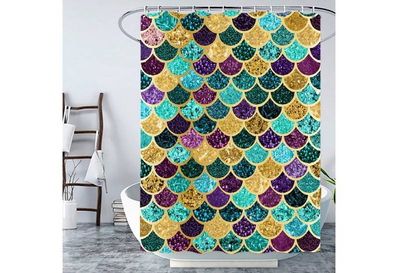 BYSURE Duschvorhang Breite 180 cm, Digitaldruck Antibakterielle Duschvorhang von BYSURE