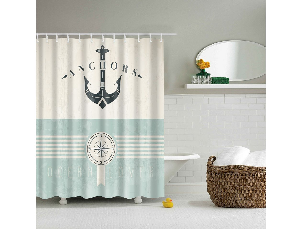 BYSURE Duschvorhang Breite 180 cm (1-tlg), Duschvorhang 180 x 180 cm Polyester von BYSURE