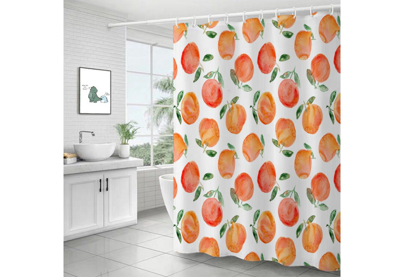 BYSURE Duschvorhang Breite 180 cm (1-tlg), Polyester Duschvorhang mit 12 Haken von BYSURE