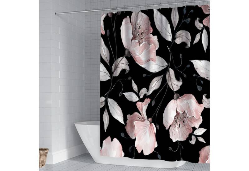 BYSURE Duschvorhang Breite 180 cm (1-tlg), Wasserdichter Duschvorhang mit Retro-Blumen-Aquarell-Rose von BYSURE