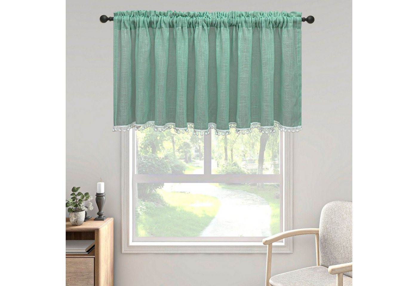 BYSURE Gardine, (1 St), Sheer Scheibengardine Blau Voile Bistrogardine Transparent Gardine von BYSURE