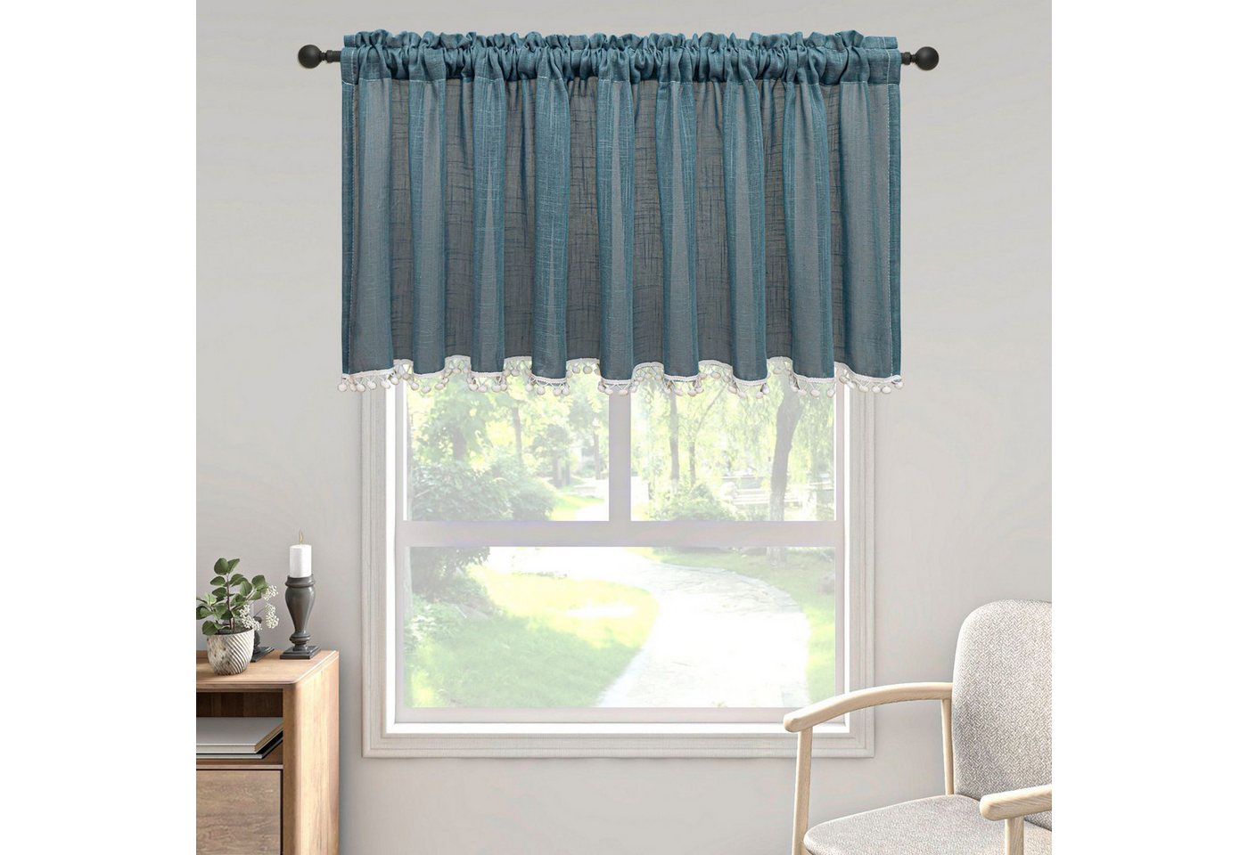 BYSURE Gardine, (2 St), Sheer Scheibengardine Blau Voile Bistrogardine Transparent Gardine von BYSURE