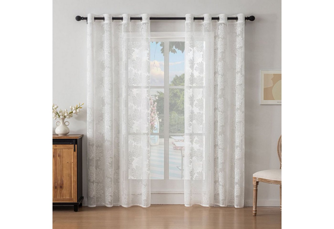 BYSURE Gardine, (2 St), Transparente, durchscheinende Ösenvorhänge von BYSURE