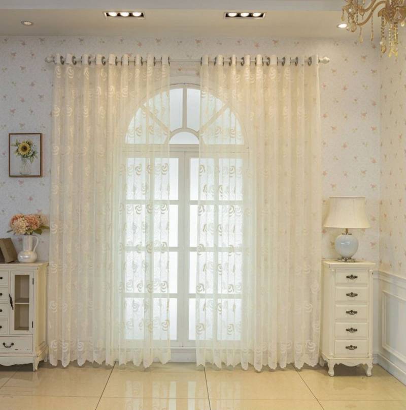 BYSURE Gardine (2 St), halbtransparent, Vorhänge Blumen mit stilvollem Rosen-Design von BYSURE