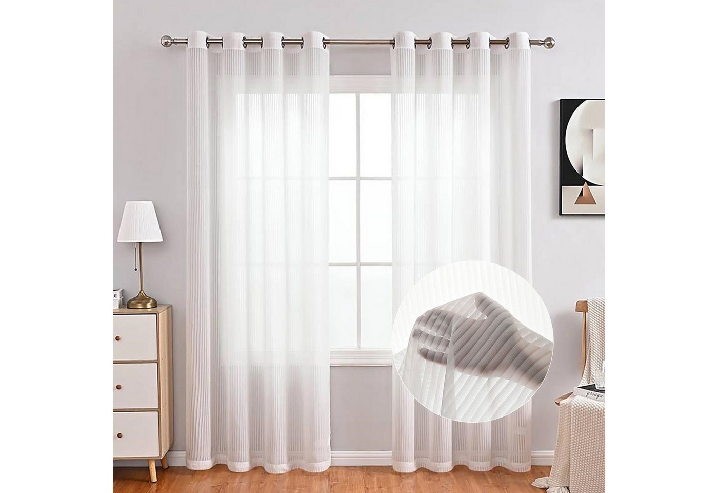 BYSURE Gardine, Ösen (2 St), halbtransparent, Polyester, Streifen Gardine von BYSURE