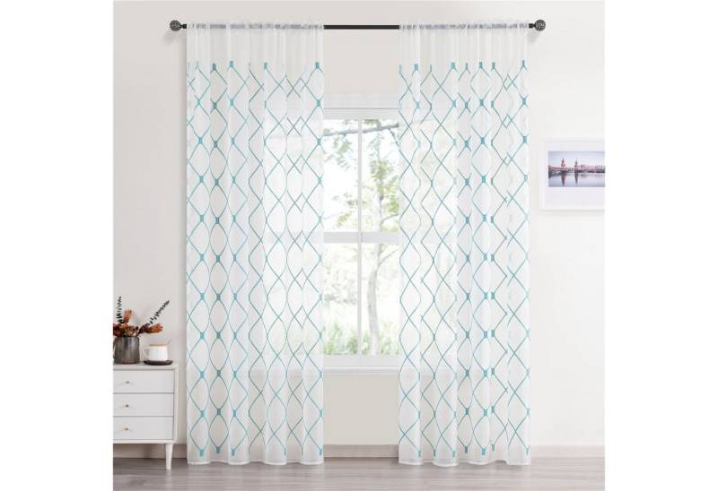 BYSURE Gardine (2 St), Stangendurchzug, halbtransparent, Kariert Vorhänge von BYSURE