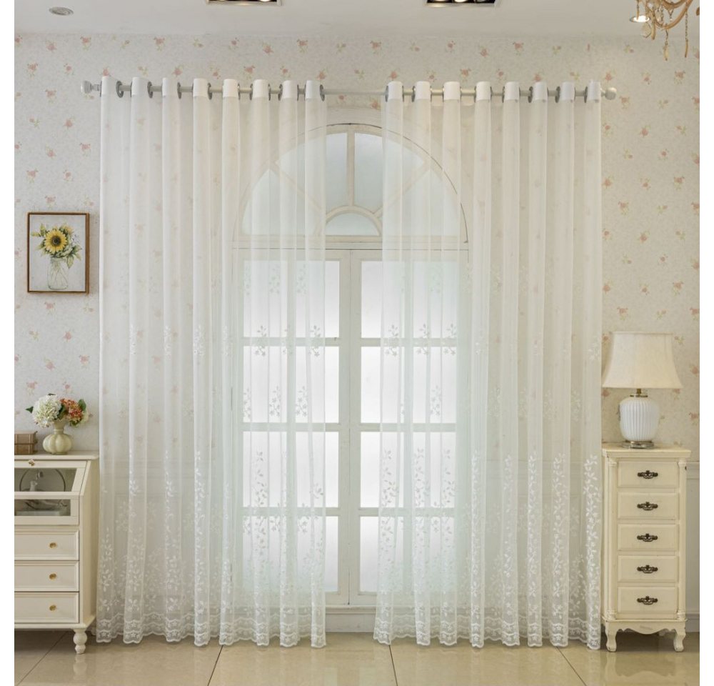 BYSURE Gardine NF13WH00132 (2 St), Ösen, transparent, Bestickter Vorhang mit Perlen von BYSURE