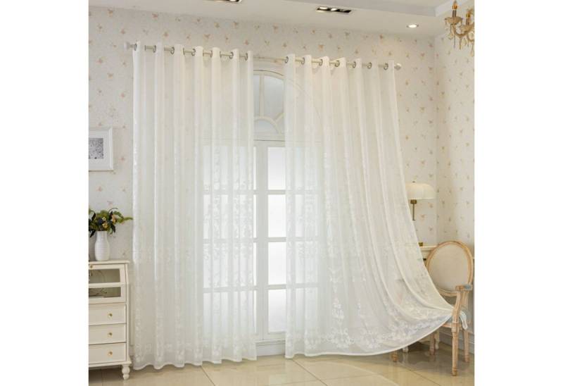 BYSURE Gardine NF16WH00159 (2 St), Ösen, halbtransparent, Wohnzimmer Vorhänge Transparent, Modern Gardinen für Schlafzimmer von BYSURE