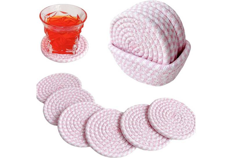 BYSURE Glasuntersetzer, 6-tlg., Baumwolluntersetzer mit Aufbewahrungskorb BYSURE Glasuntersetzer, 6-tlg., Baumwolluntersetzer mit Aufbewahrungskorb von BYSURE