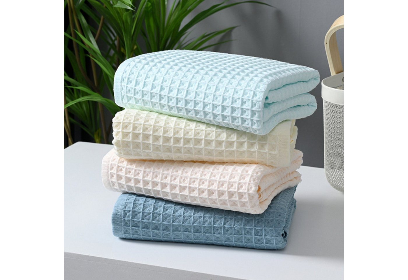 BYSURE Handtücher, Baumwolle (4-St), Waffelmuster Handtücher set, 4er von BYSURE