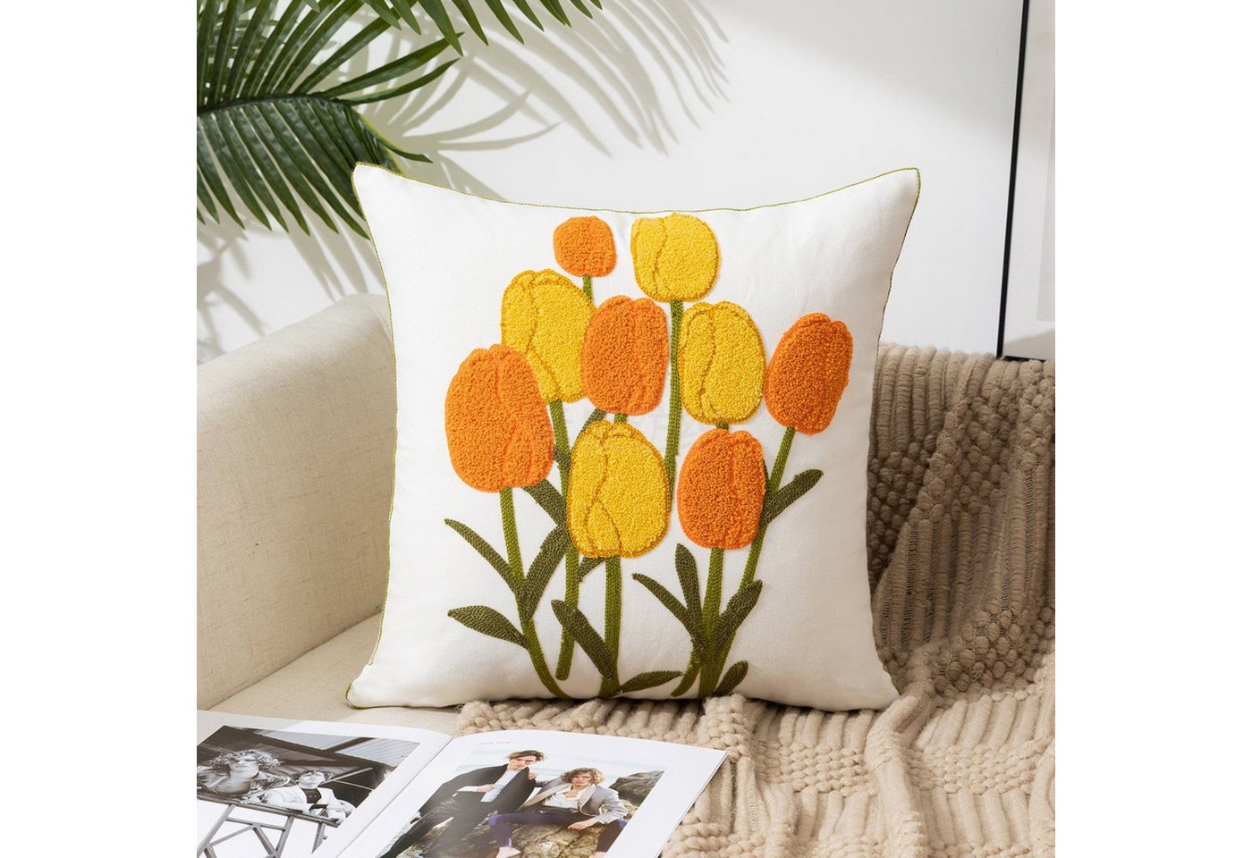 BYSURE Kissenbezüge, (2 Stück), 3D Blumenmuster Boho-Kissenbezüge von BYSURE