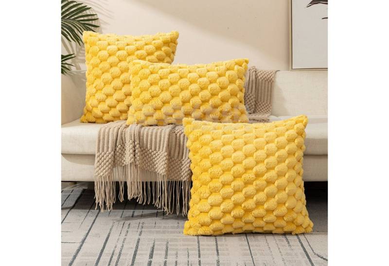 BYSURE Kissenbezüge, (2 Stück), Weiche samt-Kissenbezüige mit Pompons, 2er von BYSURE