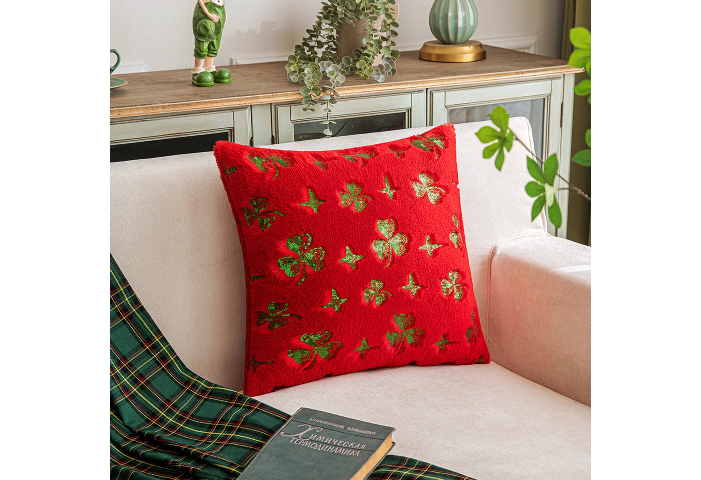 BYSURE Kissenbezug, (2 Stück), Kleeblatt-Kissenbezug mit Pailletten, 2er-Set von BYSURE