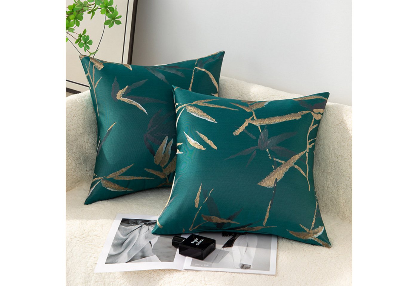 BYSURE Kissenbezug, (2 Stück), Quadratischer Kissenbezug mit geometrischem Muster von BYSURE