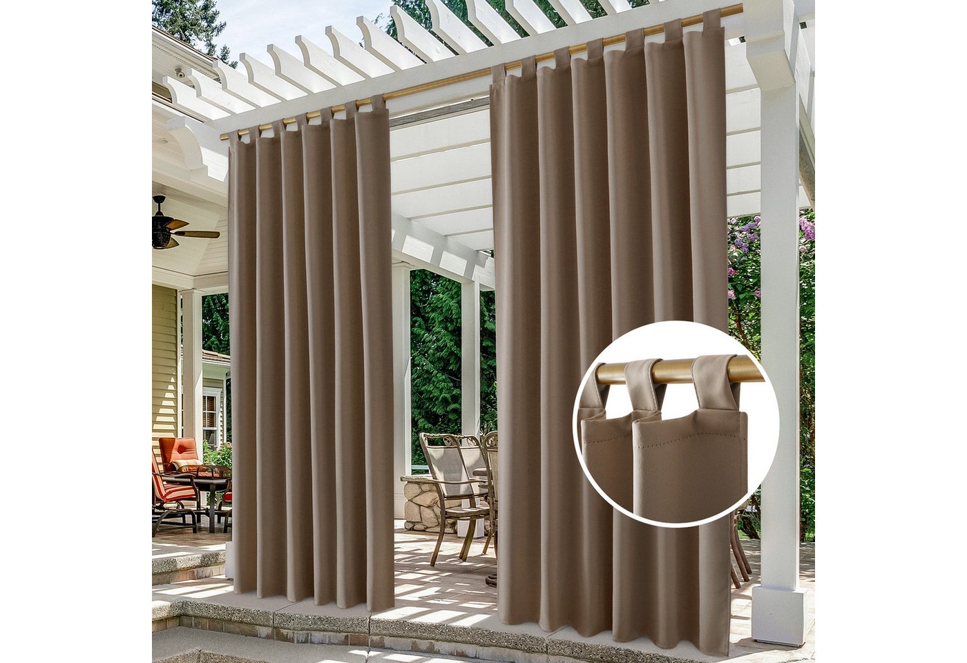 BYSURE Outdoorvorhang ND01V389H-84, Schlaufen (2 St), blickdicht, Outdoor Vorhang mit Schlaufen von BYSURE