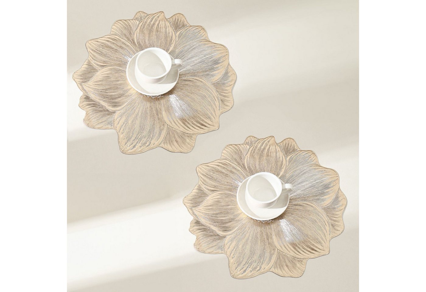 BYSURE Platzset, (2-St), Platzdeckchen 2er 4er 6er Set PVC Platzsets Abwaschbar Lotus 38x38 von BYSURE