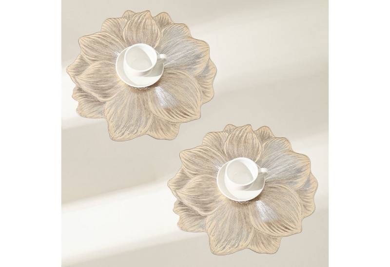 BYSURE Platzset, (2-St), Platzdeckchen 2er 4er 6er Set PVC Platzsets Abwaschbar Lotus 38x38 von BYSURE