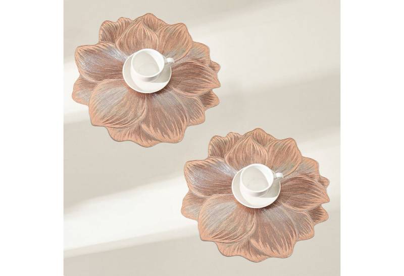 BYSURE Platzset, (4-St), Platzdeckchen 2er 4er 6er Set PVC Platzsets Abwaschbar Lotus 38x38 von BYSURE