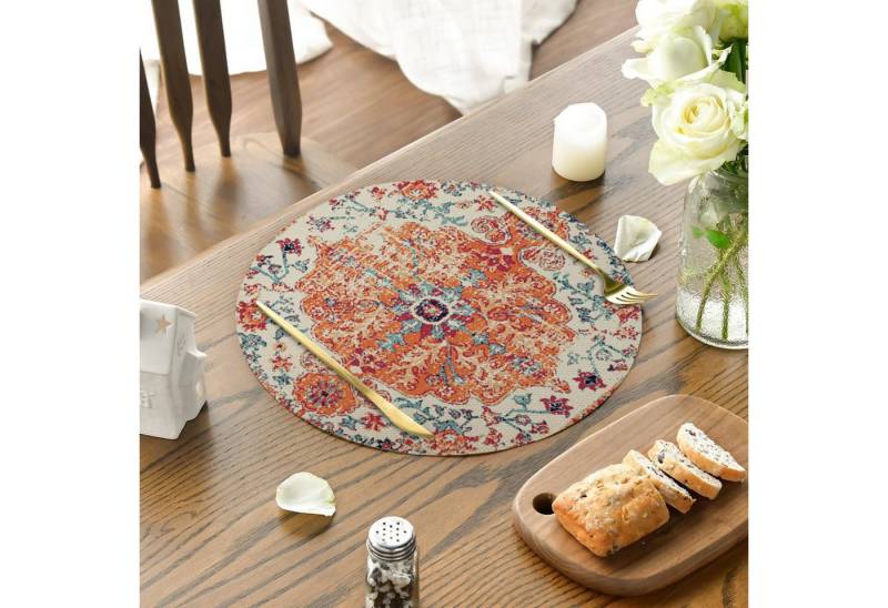BYSURE Platzset, (4-St), Set mit 4 runden Boho-Tischsets von BYSURE