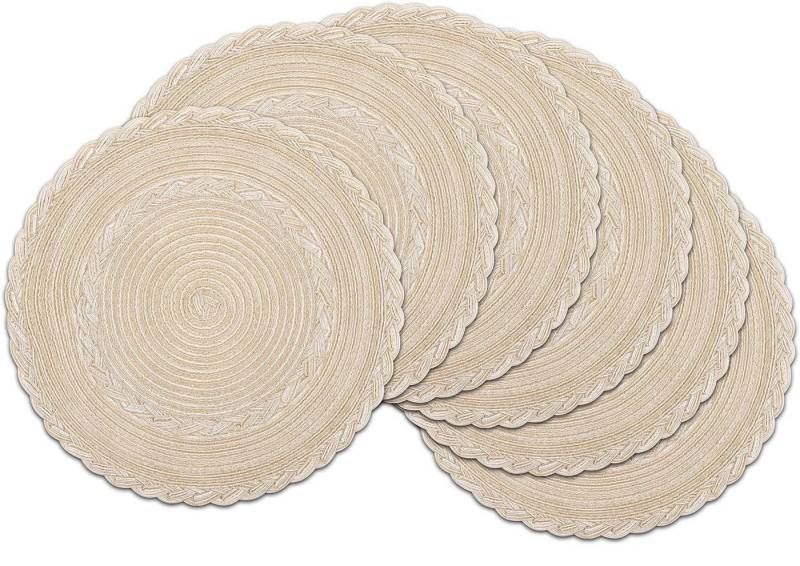 BYSURE Platzset, (6-St), 6er Set Runde Platzsets Tischmatten Tischsets Abwaschbar 38 cm von BYSURE