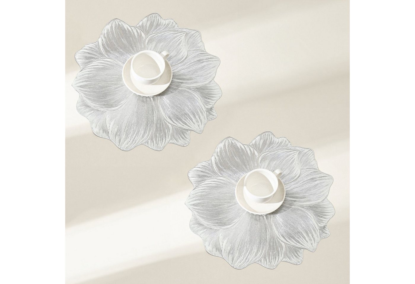 BYSURE Platzset, (6-St), Platzdeckchen 2er 4er 6er Set PVC Platzsets Abwaschbar Lotus 38x38 von BYSURE