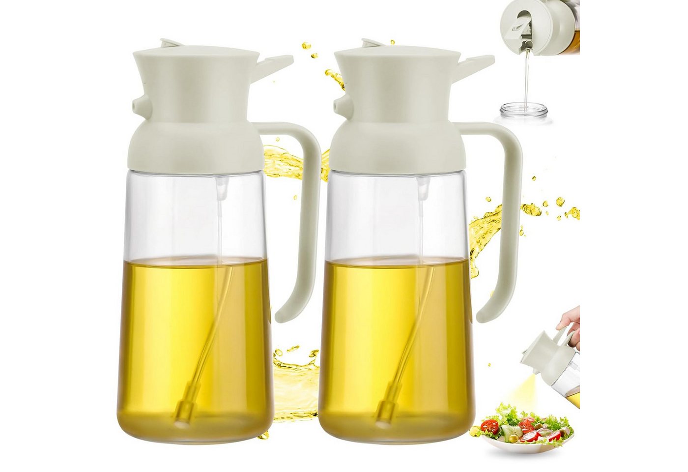 BYSURE Sprühflasche, (2-tlg), Zwei-in-eins-Ölsprühflasche zum Sprühen und Ausgießen von BYSURE