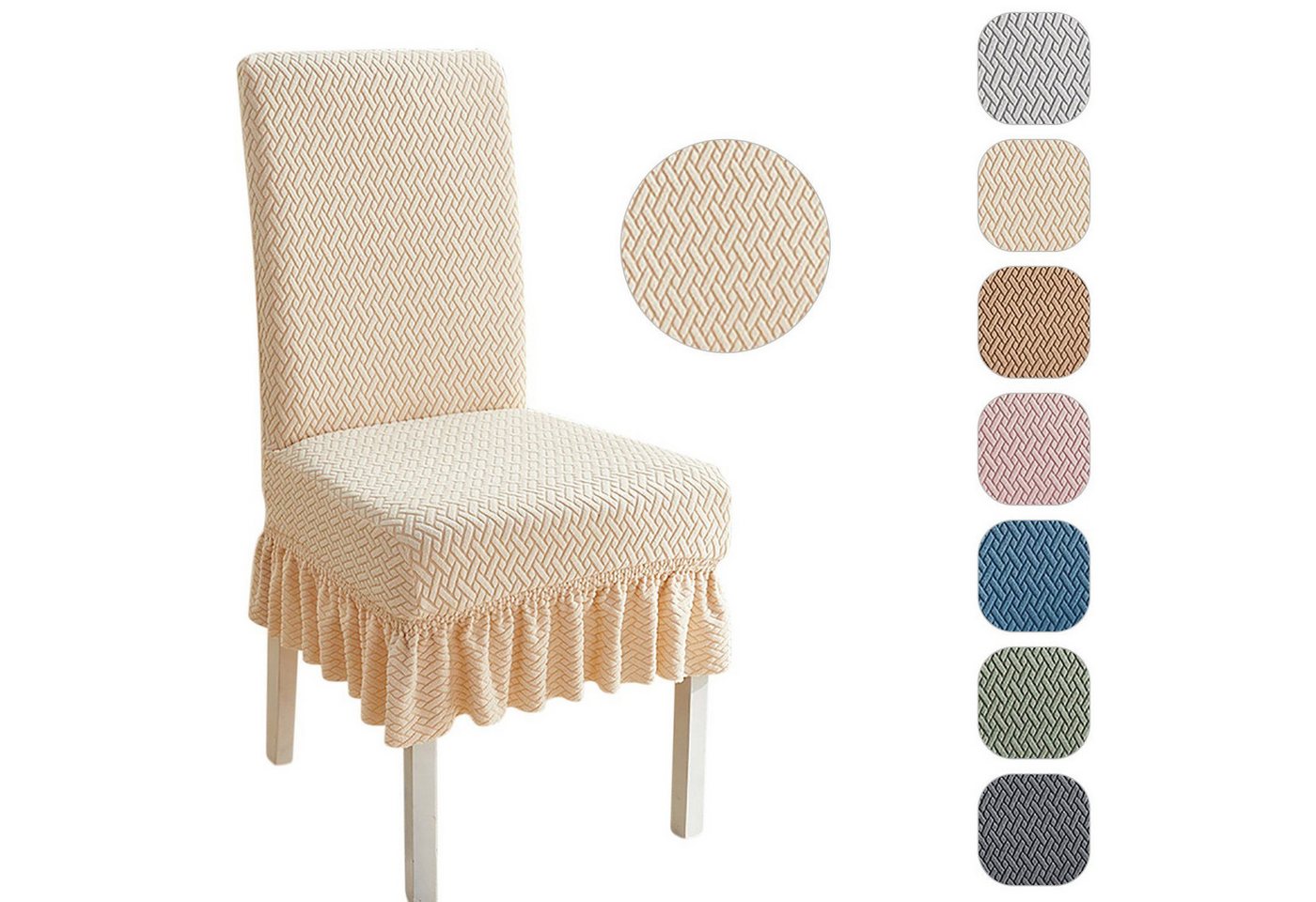 BYSURE Stuhlhusse, Stretch-Jacquard-Sitzbezug mit Rüschenrock BYSURE Stuhlhusse, Stretch-Jacquard-Sitzbezug mit Rüschenrock von BYSURE