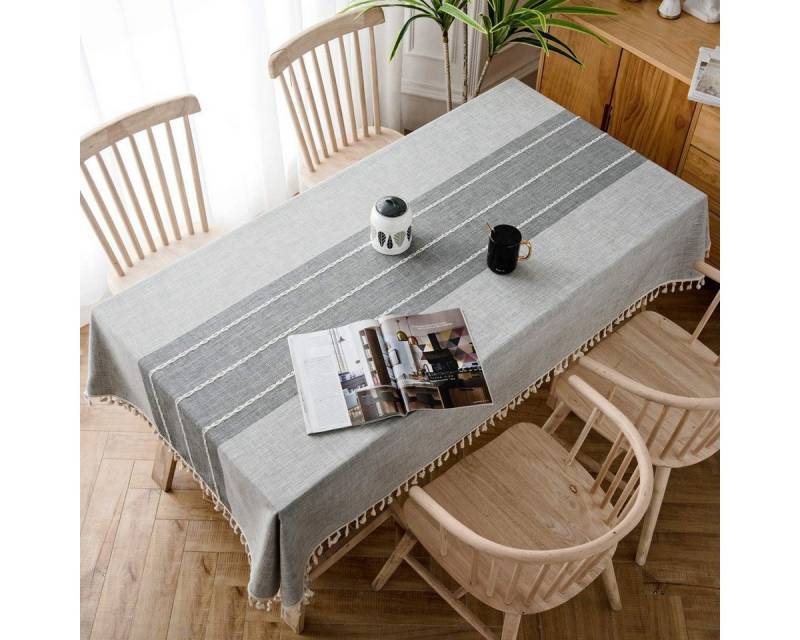 BYSURE Tischdecke (1-tlg), Tischdecke aus Baumwolle Leinen, Stickerei von BYSURE