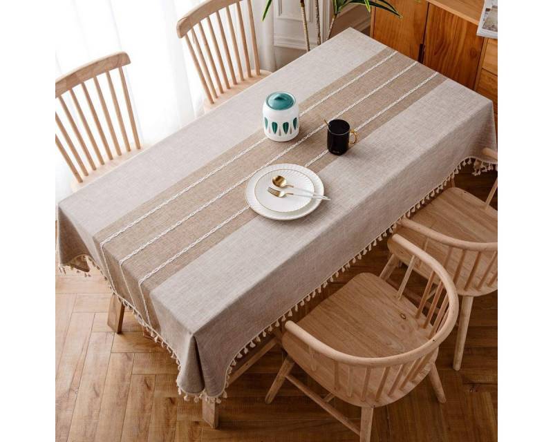 BYSURE Tischdecke (1-tlg), Tischdecke aus Baumwolle Leinen, Stickerei von BYSURE