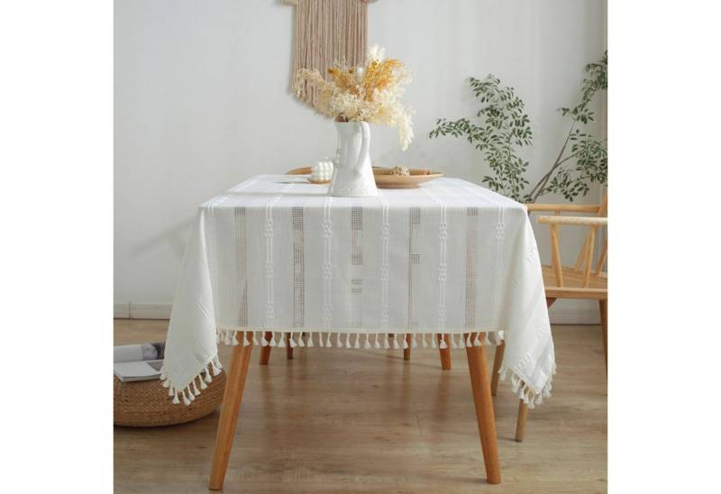 BYSURE Tischdecke (1-tlg), Tischdecke aus Spitze mit Fransen von BYSURE