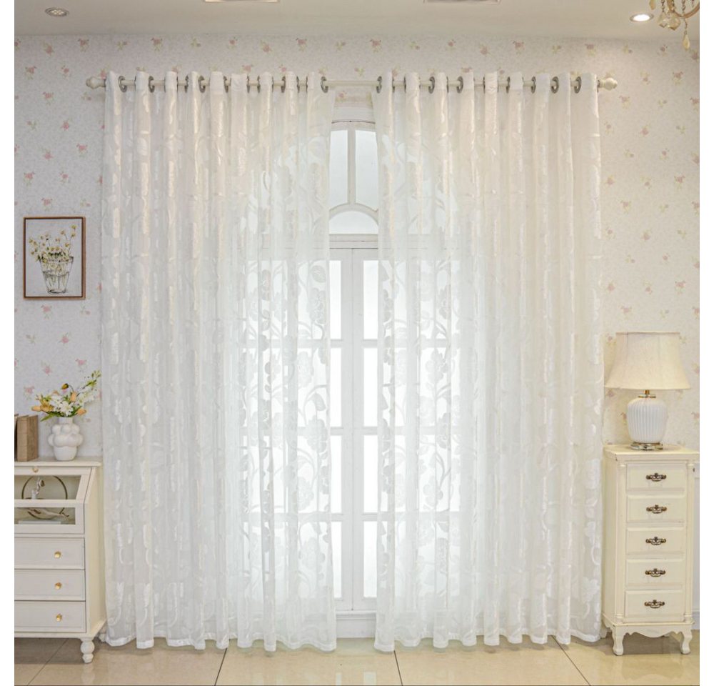 BYSURE Vorhang, (2 St), 2er-Set Vorhänge Jacquard Gardinen mit Blumenmuster, Halbtransparent von BYSURE