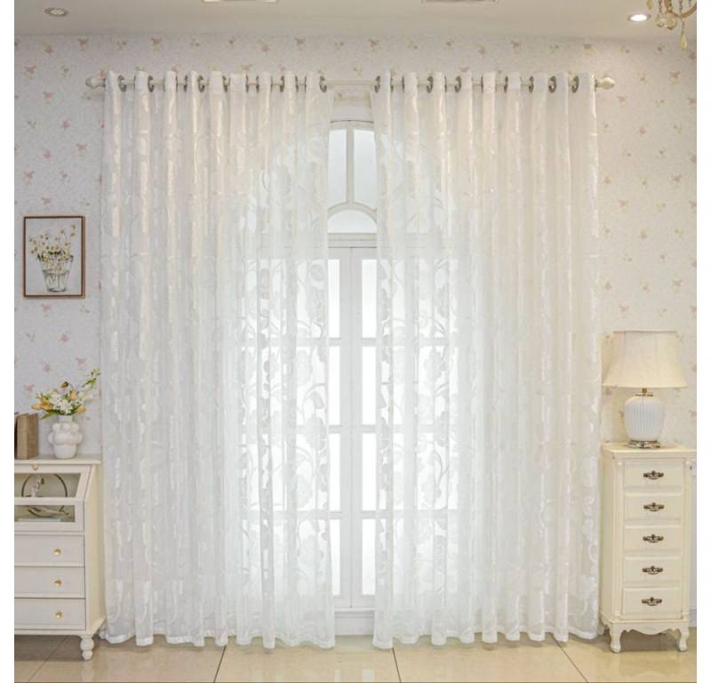 BYSURE Vorhang, (2 St), 2er-Set Vorhänge Jacquard Gardinen mit Blumenmuster, Halbtransparent von BYSURE