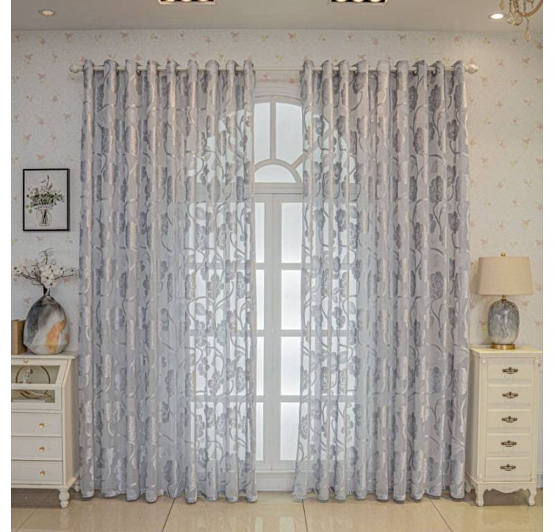 BYSURE Vorhang, (2 St), 2er-Set Vorhänge Jacquard Gardinen mit Blumenmuster, Halbtransparent von BYSURE