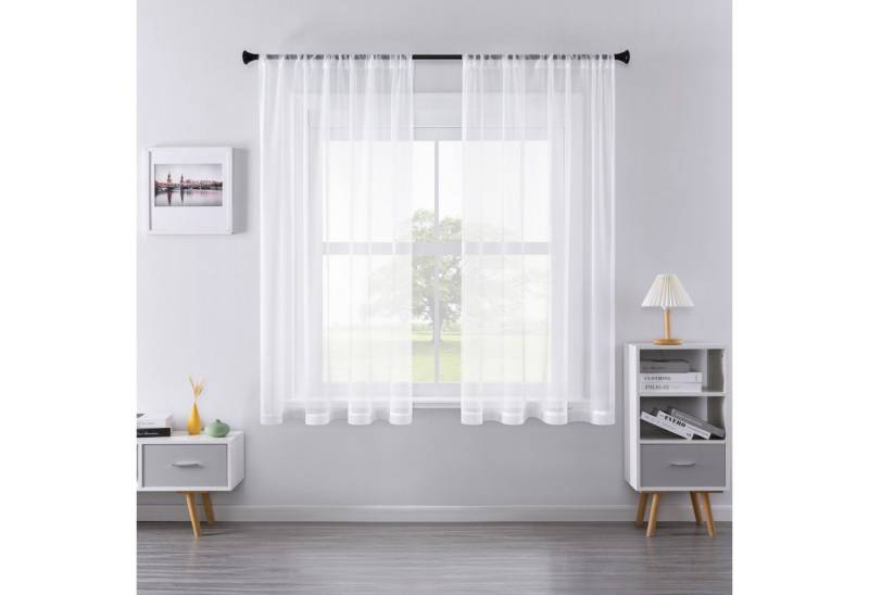 BYSURE Vorhang (2 St), Halbtransparenter Schalvorhang kurz von BYSURE