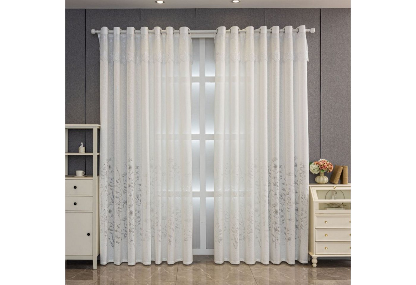 BYSURE Vorhang (2 St), Voile Vorhang Wohnzimmer mit Ösen Transparente 2er Set von BYSURE