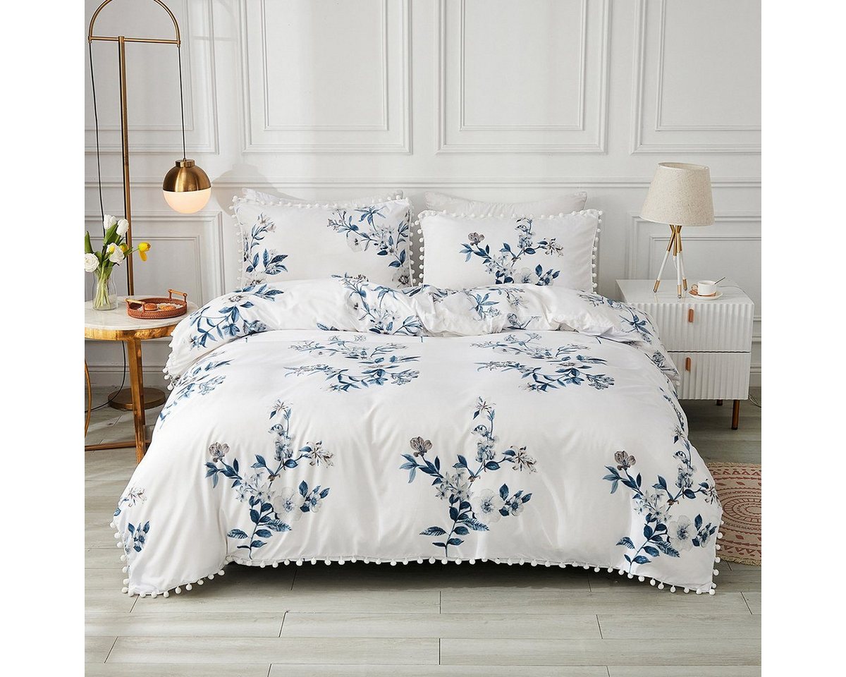 BYSURE Bettwäsche Blumen Muster, Bunt Microfaser Bettbezug, Polyester, 2 teilig, Wendebettwäsche, Bettbezug mit Reißverschluss und Kissenbezug 50x75 cm von BYSURE