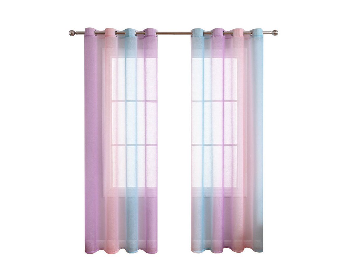 BYSURE Gardine (2 St), Ösen, transparent, Voile, Regenbogen-Vorhänge von BYSURE