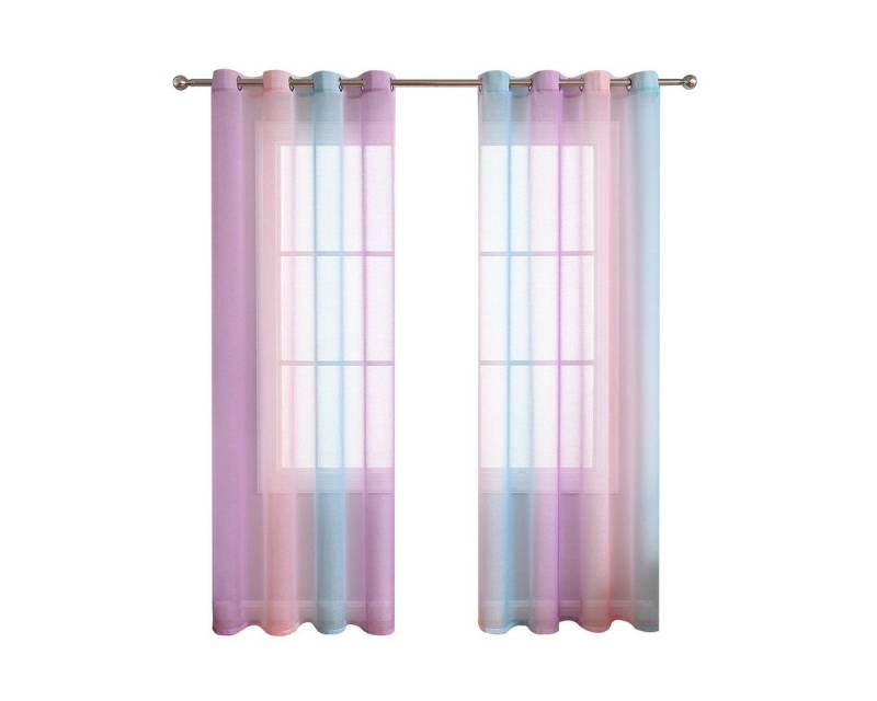 BYSURE Gardine (2 St), Ösen, transparent, Voile, Regenbogen-Vorhänge von BYSURE