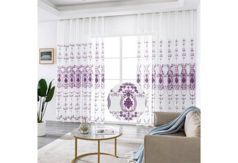 BYSURE Vorhang Blumen Stickerei Vorhänge, Ösen (2 St), transparent, Voile, Bestseller, Gardine, 2 Set Ösenvorhang, Fensterschal für Wohnzimmer von BYSURE