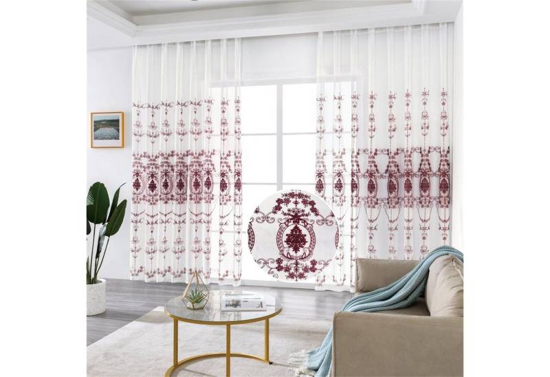 BYSURE Vorhang Blumen Stickerei Vorhänge, Ösen (2 St), transparent, Voile, Bestseller, Gardine, 2 Set Ösenvorhang, Fensterschal für Wohnzimmer von BYSURE