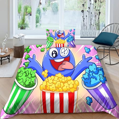 BYTUGI Rainbow Friends 3D Gedruckter for Kids Bettbezug Set Bettwäschegarnitur Für Kinder Mädchen Jungen Und Kissenbezüge Reissverschluss Weich Microfaser Bettwäsche 2 Teilig Single（135x200cm） von BYTUGI