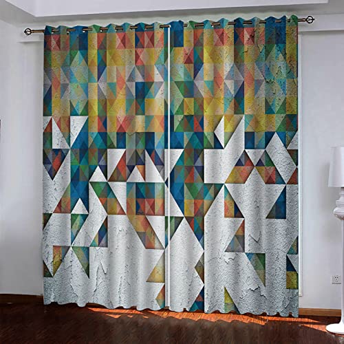 Ösenvorhang Blickdicht 2Er Set - 3D Retro-Geometrische Wand Muster Thermo Vorhänge H 280 X B 260 cm Gardinen Wohnzimmer Schlafzimmer Kinderzimmer Küchengardinen Modern Fensterdekoration Ösenvorhang Blickdicht 2Er Set - 3D Retro-Geometrische Wand Muster Thermo Vorhänge H 280 X B 260 cm Gardinen Wohnzimmer Schlafzimmer Kinderzimmer Küchengardinen Modern Fensterdekoration von BYTUGI